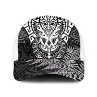 New Zealand Rugby All White Mesh Trucker Cap Silver Fern All Black Mix Ta Moko LT9 One Size White White - Polynesian Pride