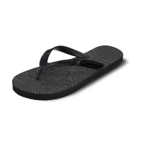 New Zealand Rugby Flip Flops All Black Fern Maori Tribal Pattern - Polynesian Pride