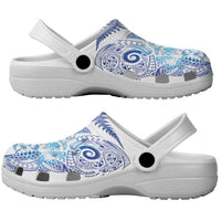 New Zealand Sea Animals Clogs Shoes with Maori Koru Tribal Tattoo and Silver Ferns Galaxy Style