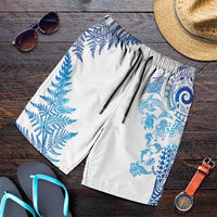 New Zealand Sea Animals Shorts for Men with Maori Koru Tribal Tattoo and Silver Ferns Galaxy Style