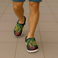 New Zealand Sea Animals with Maori Tribal Tattoo Clogs Shoes Shark Manta Ray with Silver Fern Reggae