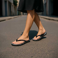 New Zealand Sea Animals with Maori Tribal Tattoo Flip Flops Shark Manta Ray with Silver Fern Black