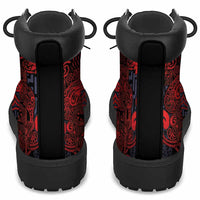 New Zealand Taiaha Maori All Season Boots Whero Minimalist Silver Fern Tukutuku Motif