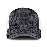 New Zealand Taiaha Maori Baseball Net Cap Minimalist Silver Fern All Black - Polynesian Pride