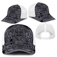 New Zealand Taiaha Maori Baseball Net Cap Minimalist Silver Fern All Black - Polynesian Pride