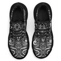 New Zealand Taiaha Maori Clunky Sneakers Kiwikiwi Minimalist Silver Fern Tukutuku Motif