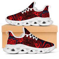 New Zealand Taiaha Maori Clunky Sneakers Whero Minimalist Silver Fern Tukutuku Motif