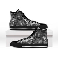 New Zealand Taiaha Maori High Top Shoes Kiwikiwi Minimalist Silver Fern Tukutuku Motif