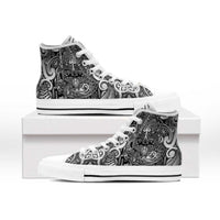 New Zealand Taiaha Maori High Top Shoes Kiwikiwi Minimalist Silver Fern Tukutuku Motif