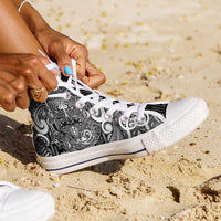 New Zealand Taiaha Maori High Top Shoes Kiwikiwi Minimalist Silver Fern Tukutuku Motif