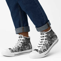 New Zealand Taiaha Maori High Top Shoes Kiwikiwi Minimalist Silver Fern Tukutuku Motif