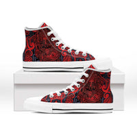 New Zealand Taiaha Maori High Top Shoes Whero Minimalist Silver Fern Tukutuku Motif