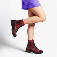 New Zealand Taiaha Maori Leather Boots Whero Minimalist Silver Fern Tukutuku Motif