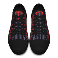 New Zealand Taiaha Maori Low Top Shoes Whero Minimalist Silver Fern Tukutuku Motif