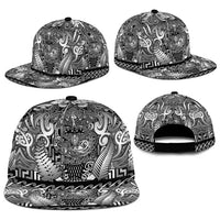 New Zealand Taiaha Maori Snapback Cap Kiwikiwi Minimalist Silver Fern Tukutuku Motif