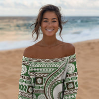 Hawaiian Hibiscus Tribal Vintage Motif Off Shoulder Sweater Ver 7 LT9 - Polynesian Pride