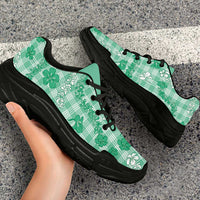 Omaomao Aloha Hawaii Chunky Sneakers Plumeria Lei With Palaka Motif - Polynesian Pride