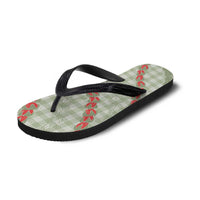 Omaomao Aloha Hawaii Flip Flops Rosebud Lei With Palaka Motif - Polynesian Pride