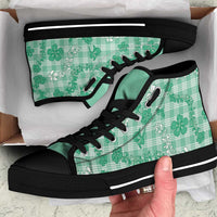 Omaomao Aloha Hawaii High Top Shoes Plumeria Lei With Palaka Motif LT14 Green - Polynesian Pride