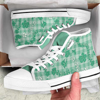 Omaomao Aloha Hawaii High Top Shoes Plumeria Lei With Palaka Motif LT14 Green - Polynesian Pride