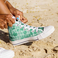 Omaomao Aloha Hawaii High Top Shoes Plumeria Lei With Palaka Motif LT14 - Polynesian Pride