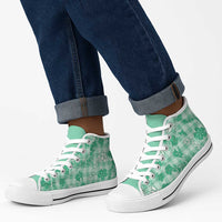 Omaomao Aloha Hawaii High Top Shoes Plumeria Lei With Palaka Motif LT14 - Polynesian Pride