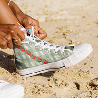 Omaomao Aloha Hawaii High Top Shoes Rosebud Lei With Palaka Motif LT14 - Polynesian Pride