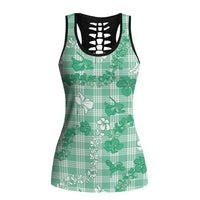 Omaomao Aloha Hawaii Hollow Tank Top Plumeria Lei With Palaka Motif - Polynesian Pride