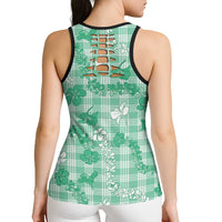 Omaomao Aloha Hawaii Hollow Tank Top Plumeria Lei With Palaka Motif - Polynesian Pride