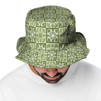Omaomao Palaka Quilt Hawaii Bucket Hat Hawaiian Tropical Monstera Sea Turtle LT14 - Polynesian Pride