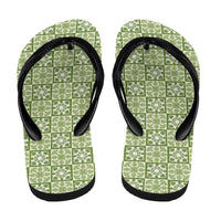 Omaomao Palaka Quilt Hawaii Flip Flops Hawaiian Tropical Monstera Sea Turtle LT14 - Polynesian Pride
