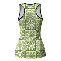 Omaomao Palaka Quilt Hawaii Hollow Tank Top Hawaiian Tropical Monstera Sea Turtle LT14 - Polynesian Pride