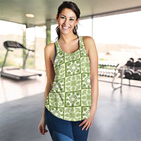 Omaomao Palaka Quilt Hawaii Women Racerback Tank Hawaiian Tropical Monstera Sea Turtle LT14 - Polynesian Pride