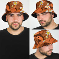 Orange Banana Leaf Hawaii Bucket Hat Lau Maia Plumeria Tropical Summer Vibes