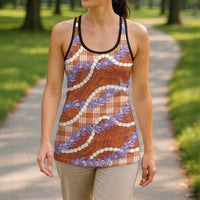 Orange Hawaii Palaka Honohono Pikake Hollow Tank Top Hawaiian Orchid Lei Polynesian Pattern LT14 - Polynesian Pride
