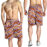 Orange Hawaii Palaka Honohono Pikake Shorts for Men Hawaiian Orchid Lei Polynesian Pattern LT14 - Polynesian Pride