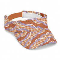 Orange Hawaii Palaka Honohono Pikake Sun Visor Cap Hawaiian Orchid Lei Polynesian Pattern LT14 Universal Fit Orange - Polynesian Pride