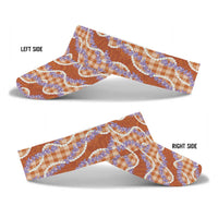 Orange Hawaii Palaka Honohono Pikake Sun Visor Cap Hawaiian Orchid Lei Polynesian Pattern LT14 - Polynesian Pride