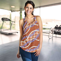 Orange Hawaii Palaka Honohono Pikake Women Racerback Tank Hawaiian Orchid Lei Polynesian Pattern - Polynesian Pride