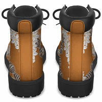 Orange Hawaii Tiare and Shell Lei All Season Boots Hawaiian Palaka Luxury Vibes - Polynesian Pride