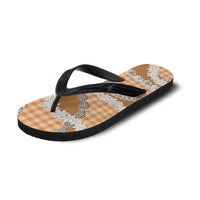 Orange Hawaii Tiare and Shell Lei Flip Flops Hawaiian Palaka Luxury Vibes - Polynesian Pride