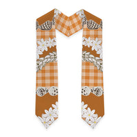 Orange Hawaii Tiare and Shell Lei Graduation Stole Hawaiian Palaka Luxury Vibes LT14 - Polynesian Pride