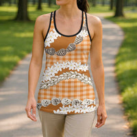 Orange Hawaii Tiare and Shell Lei Hollow Tank Top Hawaiian Palaka Luxury Vibes LT14 - Polynesian Pride