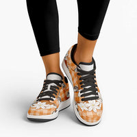 Orange Hawaii Tiare and Shell Lei Low Sneakers Hawaiian Palaka Luxury Vibes LT14