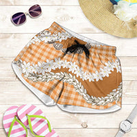 Orange Hawaii Tiare and Shell Lei Shorts for Women Hawaiian Palaka Luxury Vibes LT14 Orange - Polynesian Pride