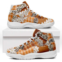 Orange Hawaii Tiare and Shell Lei Sneakers J11 Hawaiian Palaka Luxury Vibes - Polynesian Pride