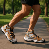 Orange Hawaii Tiare and Shell Lei Sneakers J11 Hawaiian Palaka Luxury Vibes - Polynesian Pride