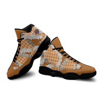 Orange Hawaii Tiare and Shell Lei Sneakers J13 Hawaiian Palaka Luxury Vibes - Polynesian Pride