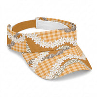 Orange Hawaii Tiare and Shell Lei Sun Visor Cap Hawaiian Palaka Luxury Vibes LT14 Universal Fit Orange - Polynesian Pride