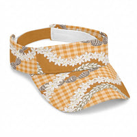 Orange Hawaii Tiare and Shell Lei Sun Visor Cap Hawaiian Palaka Luxury Vibes LT14 Universal Fit Orange - Polynesian Pride